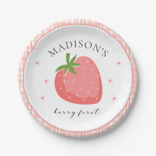 Prato De Papel Berry First Birthday Paper Plates Strawberry Party