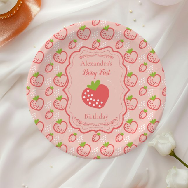 Prato De Papel Berry First Birthday primeiro aniversario Strawber (Criador carregado)