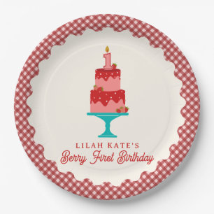 Prato De Papel Berry First Birthday Strawberry Cake