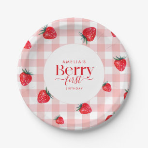 Prato De Papel Berry First Birthday Strawberry Girl