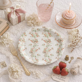 Prato De Papel Berry Floral Butterfly First Birthday