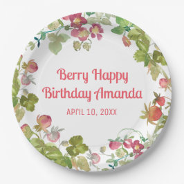 Prato De Papel Berry Happy Strawberry Birthday