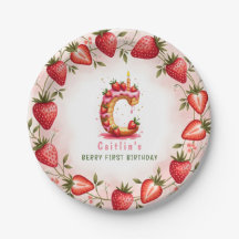 Berry primeiro aniversario Plate - Letra C Cake De