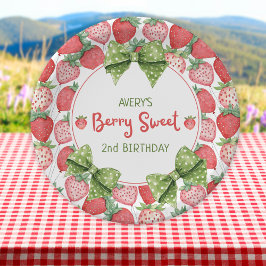 Prato De Papel Berry Sweet 2nd Birthday Strawberry Party 
