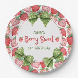 Prato De Papel Berry Sweet 6th Birthday Strawberry Party 