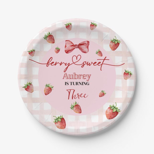 Prato De Papel Berry Sweet Birthday Paper Plate (Frente)