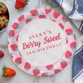 Prato De Papel Berry Sweet Birthday Strawberry Daisy