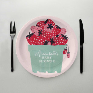 Prato De Papel Berry Sweet Chá de fraldas Paper Plates Strawberry