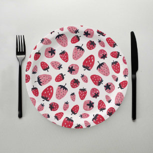Prato De Papel Berry Sweet Chá de fraldas Paper Plates Strawberry