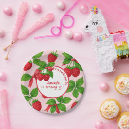 Prato De Papel Berry Sweet Raspberry Aniversário de criança Party