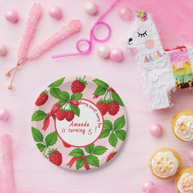 Prato De Papel Berry Sweet Raspberry Aniversário de criança Party (Festa)