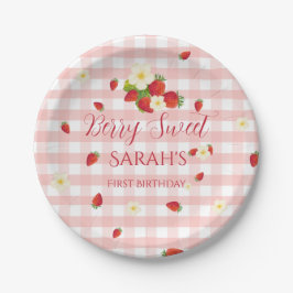 Prato De Papel Berry Sweet Strawberry 1st Birthday Party