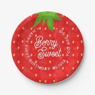 Prato De Papel Berry Sweet Strawberry Aniversário