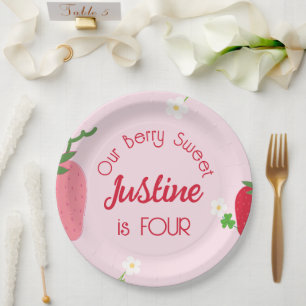 Prato De Papel Berry Sweet Strawberry Birthday Qualquer Festa Ida