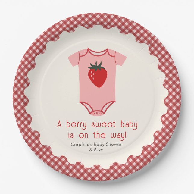 Prato De Papel Berry Sweet Strawberry Chá de fraldas de roupa (Frente)