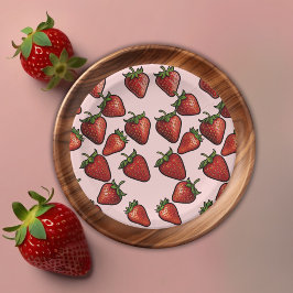 Prato De Papel Berry Sweet Strawberry Heart Chá de fraldas