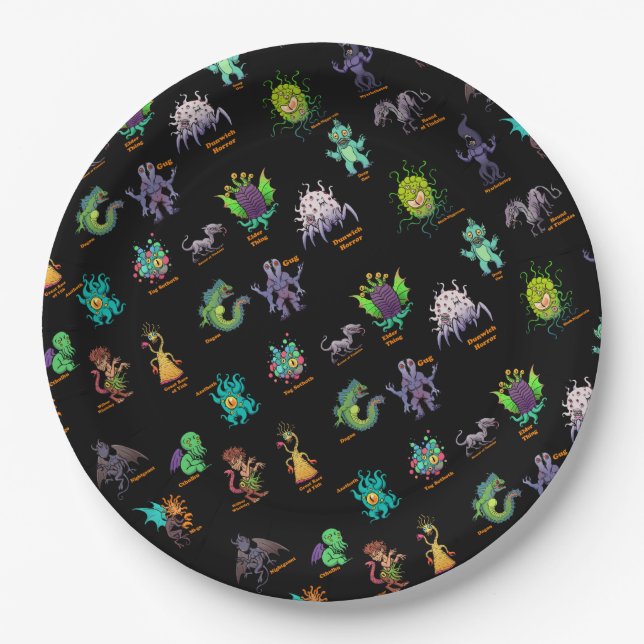 Prato De Papel Bestiário de Cthulhu Lovecraft Mythos Chibi (Frente)