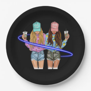 Prato De Papel Besties BFF Coração Melhor Amigos Bestie