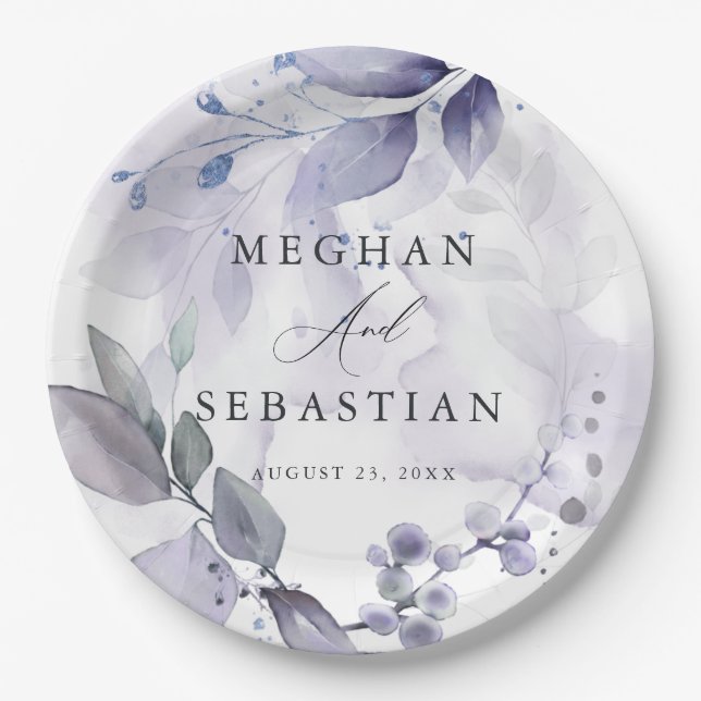 Prato De Papel BHO Watercolor Woodland Foliage Paper Plate (Frente)