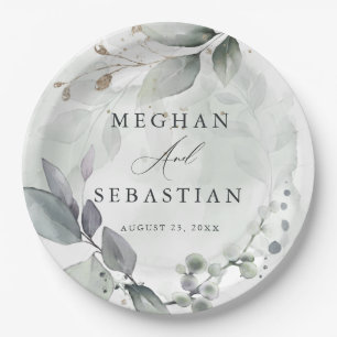 Prato De Papel BHO Watercolor Woodland Foliage Paper Plate