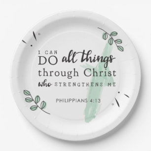 Prato De Papel Bíblia Verse Philippians 4:13 Placas de papel