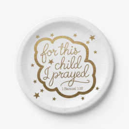 Prato De Papel Bíblia verso de 1 Samuel 1:27 Placa de papel