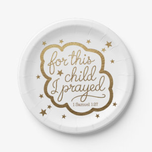 Prato De Papel Bíblia verso de 1 Samuel 1:27 Placa de papel