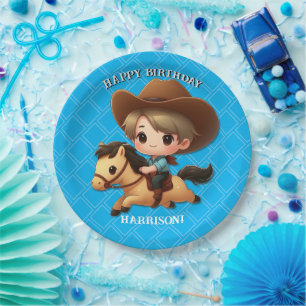 Prato De Papel Bicho-Cachorro e Cavalo - Aniversário Ocidental