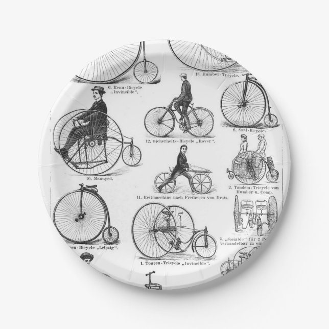 Prato De Papel Bicicleta de Roda Alta Penny Farthing (Frente)