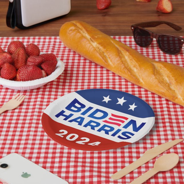 Prato De Papel Biden Harris 2024 Campanha Presidencial Eleitoral (Piquenique)