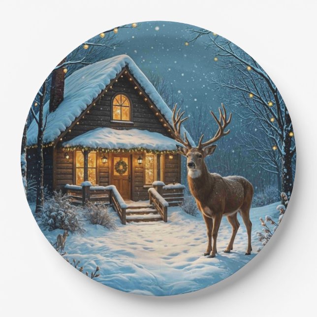 Prato De Papel  Big Buck's Snowy Christmas Visit (Frente)