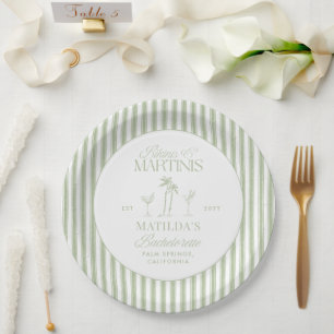 Prato De Papel Bikinis e martinis Bachelorette vintage Elegante