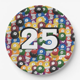 Prato De Papel Billiard Balls para 25 de aniversário