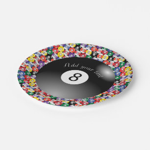 Prato De Papel Billiard Piscina Balls Número Sólido Oito
