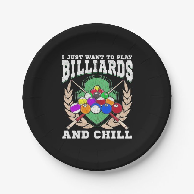 Prato De Papel Billiards Player | Play Billiards And Chill (Frente)