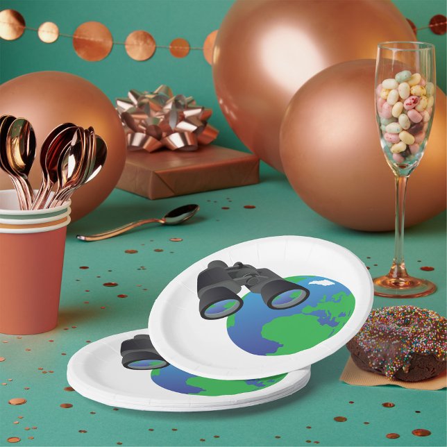 Prato De Papel Binoculares E Chapas De Papel Da Terra (Criador carregado)