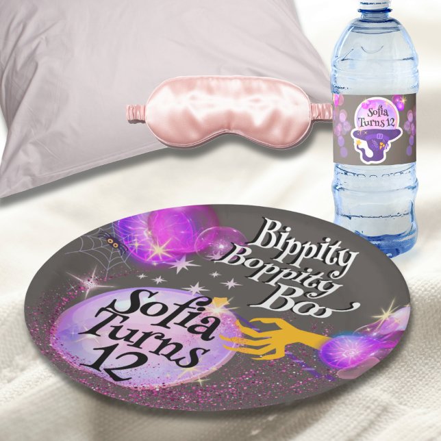 Prato de Papel Bippity Boppity Boo Halloween Anive (Listing is for the plate only the Water bottle labels are sold separately in the same collection)