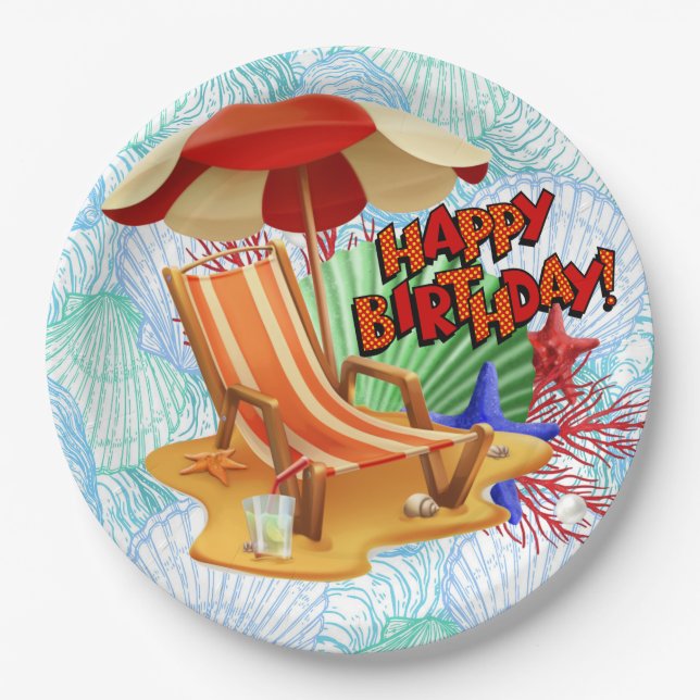 Prato De Papel Birthday Beach Bash (Frente)