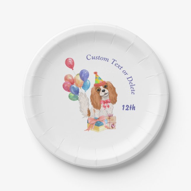 Prato De Papel Birthday Blenheim Cavalier King Charles Spaniel  (Frente)