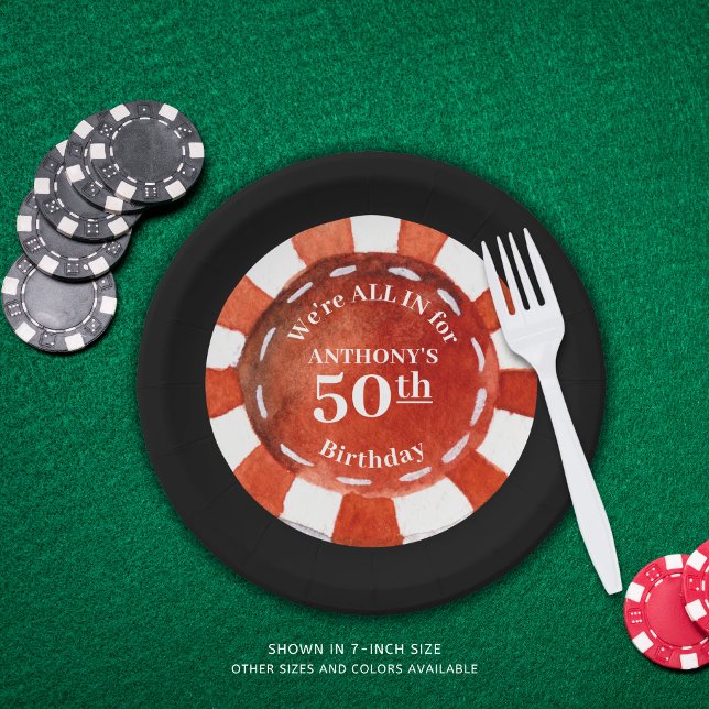 Prato De Papel Birthday Casino Poker Chip Personalizado (Criador carregado)