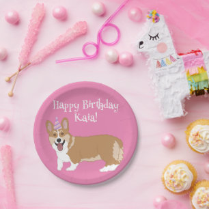 Prato De Papel Birthday Corgi