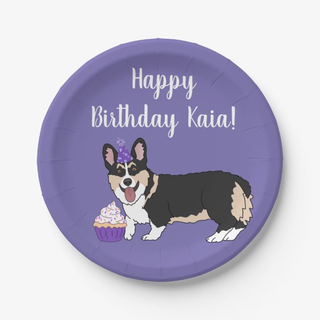 Prato De Papel Birthday Corgis (Frente)