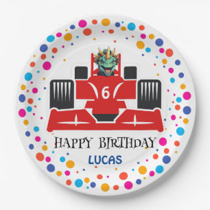 Prato De Papel Birthday Dinosaur Race car Garoto de Corrida Verme