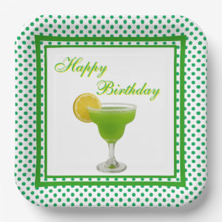 Prato De Papel Birthday Green Margarita