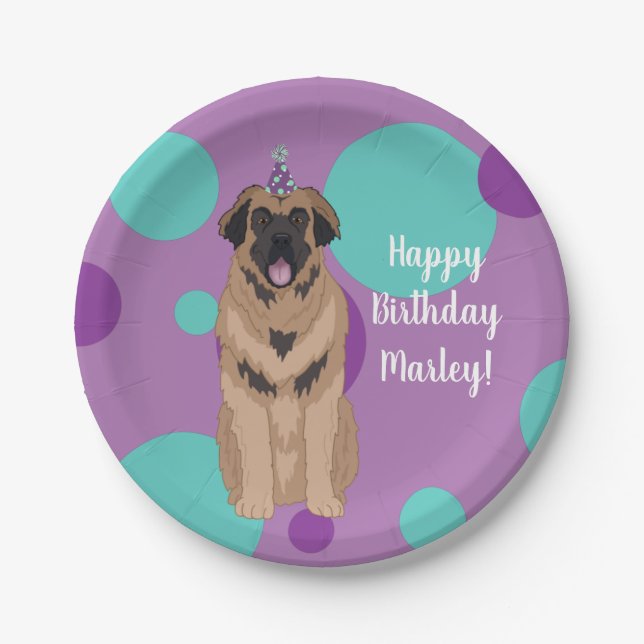 Prato De Papel Birthday Leonberger (Frente)