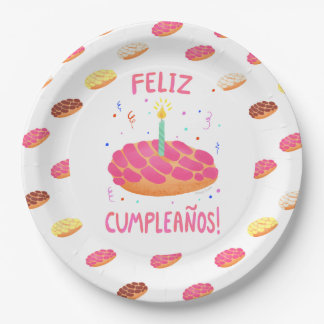 Prato De Papel Birthday Pan Dulce Concha em Espanhol