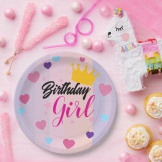 Prato De Papel Birthday plate for little girls