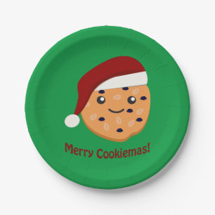 Prato De Papel Biscoito de Natal Merry Cookiemas