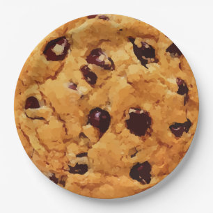 Prato De Papel Biscoito dos pedaços de chocolate