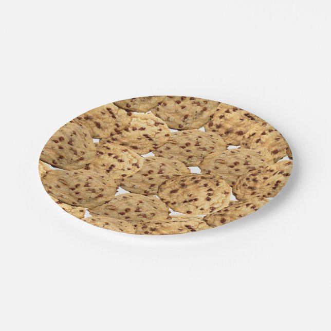 Prato De Papel Biscoitos caseiros dos pedaços de chocolate (Inclinado)